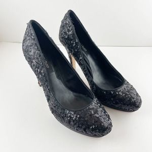 White House Black Market black sequin heels size 7M